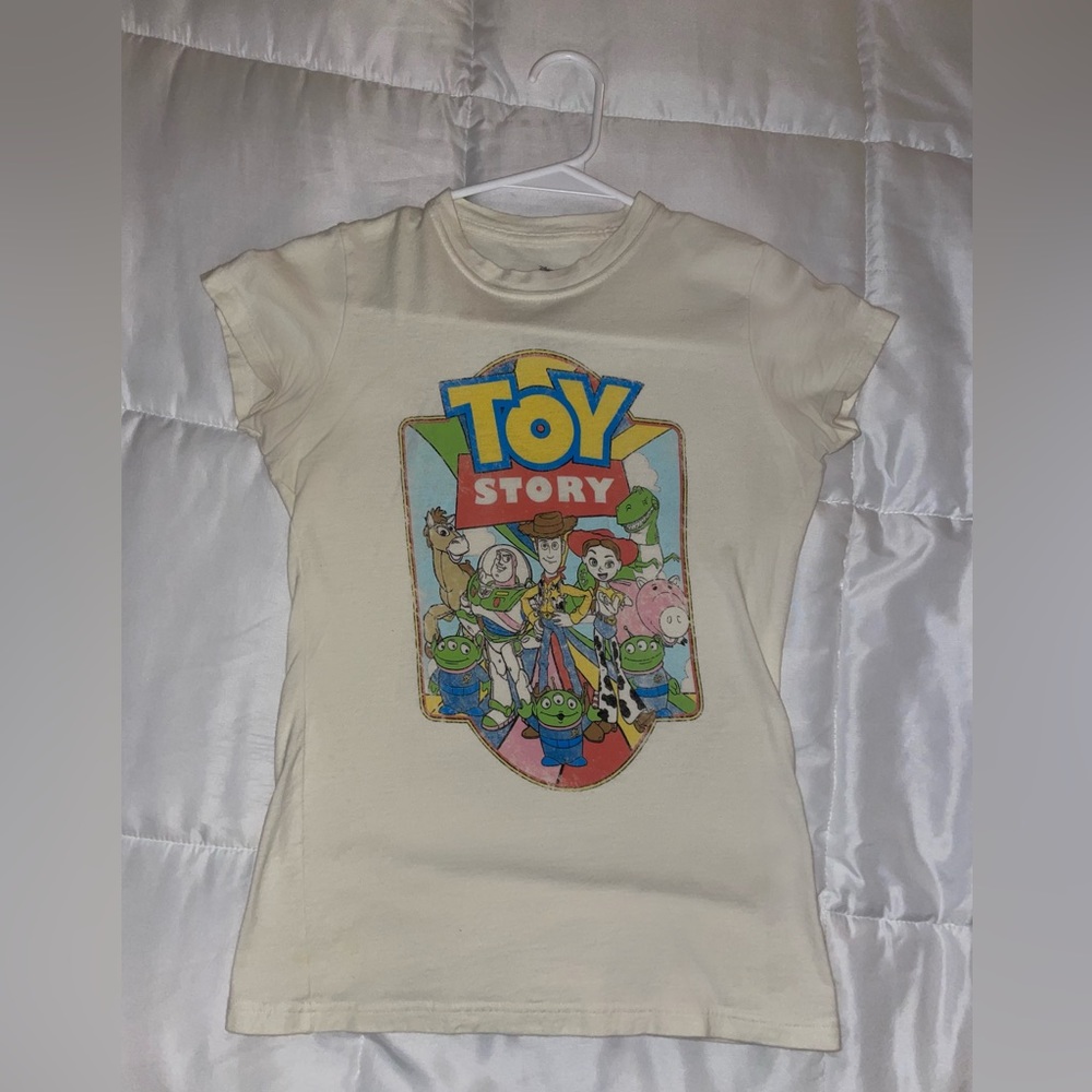 Adult XS Light Yellow Graphic Toy Story Short Sleeved Tshirt